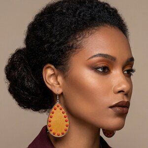 Natural Wood Teardrop Earrings